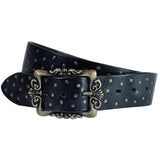 BRIO Curved Handmade Leather Tiny Rivet Belt