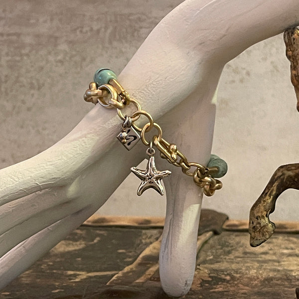 AQUA Dragon Skin Agate Chain Bracelet