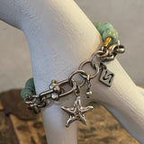 AQUA Dragon Skin Agate STARFISH Chain Bracelet
