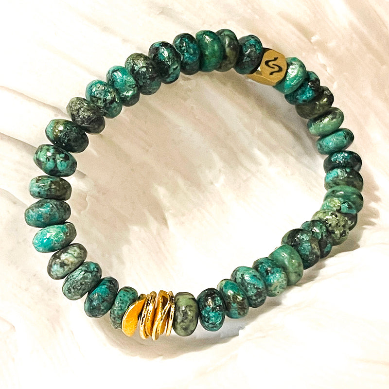 TURQUOISE Matte Heishi Beads Stretchy Waves Bracelet