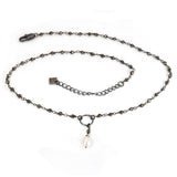 BREE 18 Pyrite Rosary Chain with Baroque Pearl Y Lariat Princess Necklace