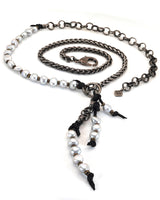 COCO Baroque Pearls Mixed Metals Opera-length Necklace or Double-wrap Choker with Embellished Tassel