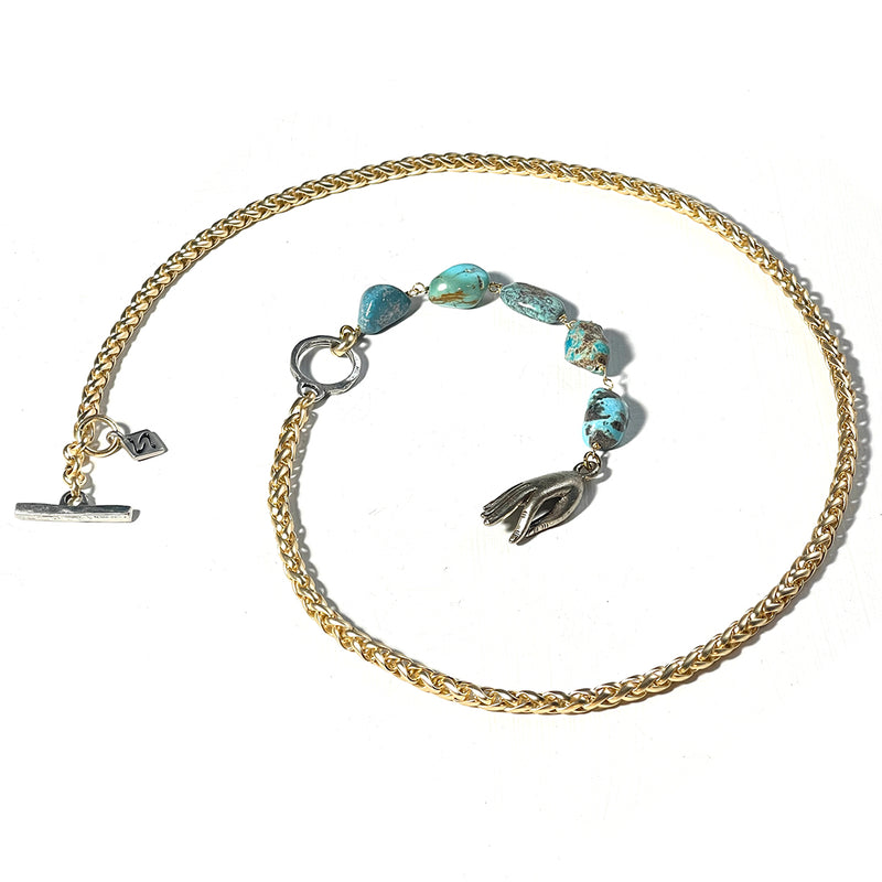 EAGLE Turquoise and Buddha Toggle Necklace