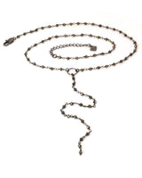 GWYNETH Pyrite Rosary Chain Y Lariat Matinee Necklace