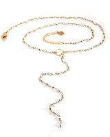 GWYNETH Pyrite Rosary Chain Y Lariat Matinee Necklace