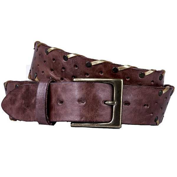 Handmade Leather Laced Belts Patented Curved Belt by Embrazio