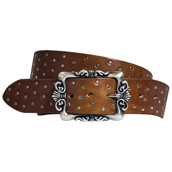 BRIO Curved Handmade Leather Tiny Rivet Belt – Embrazio