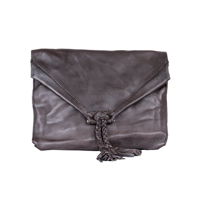 Designer Leather Envelope Bag - Handmade Black Leather Small Purse