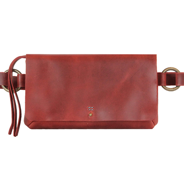 ショルダーバッグ・ポシェット Black Leather Souvenir Belt Bag SlingRedFront1100_f30ceec7-