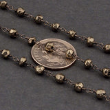 BREE 18 Pyrite Rosary Chain with Baroque Pearl Y Lariat Princess Necklace